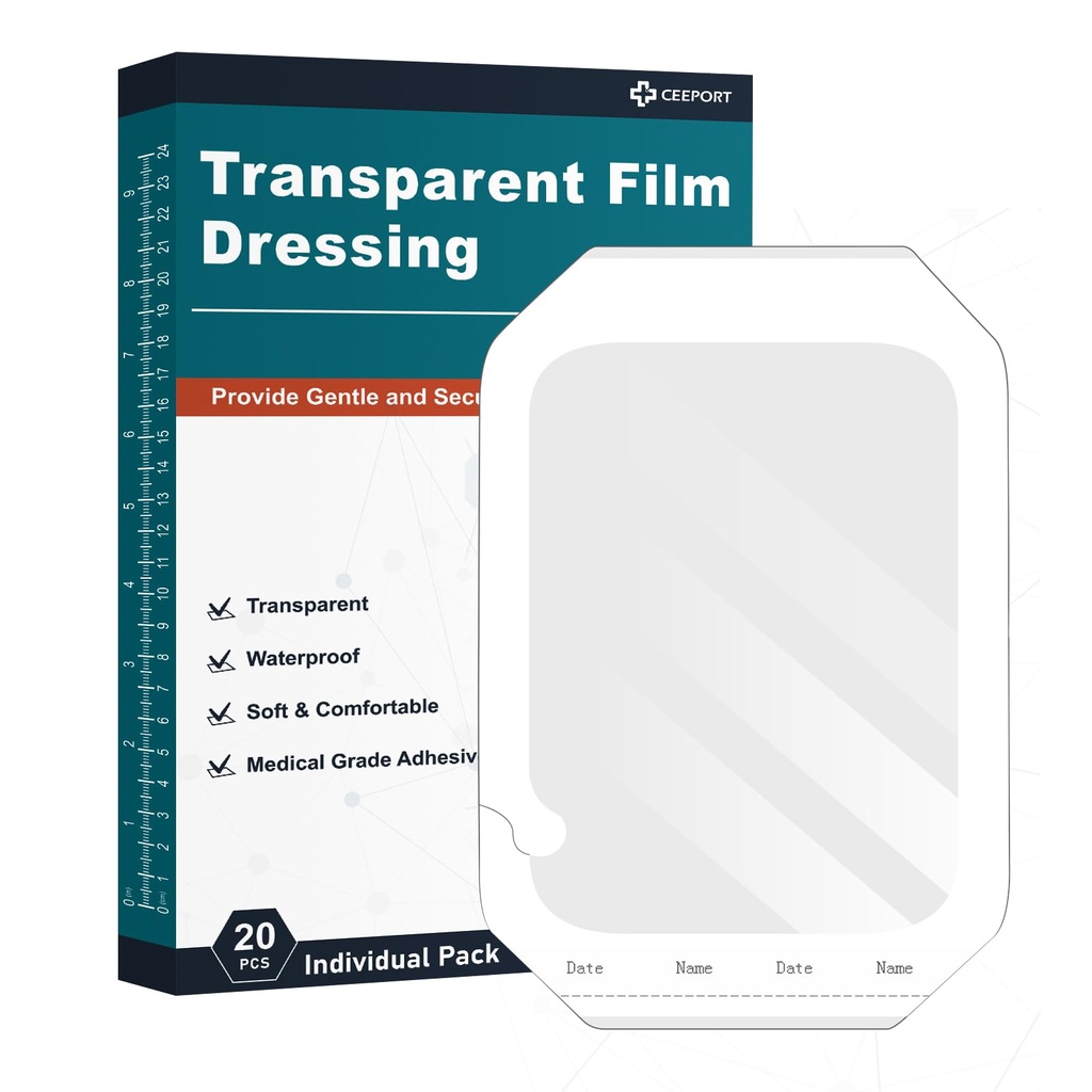 Transparent Film Dressing 6' x 8''', 20 Packs Vattentät Sår Bandage Adhesive Patches, Wound Cover Patches för Post Surgical Shower, IV Shield, Tattoo Aftercare Bandage