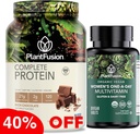 PlantFusion Protein Powder & Organic Women's Multivitamin Bundle - 21g Plant-Based Protein med BCAAs, Clean Ingredients, & Delicious Flavor Plus 19 Vitaminer för energi, immunitet och hjärta Hea