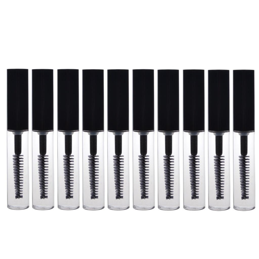 AKOAK 10 Packs 4ml Transparent Reusable Empty Bottle Tube Container Makeup Vials Cosmetic Tool för Eyelash Growth Oil / Mascara med Borste för Hem och Resor