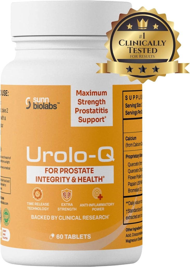 Urolo-Q Extra-Strength Prostate Support för kronisk prostatit, CPPS Maximum Strength Effective Prostate Health Supplements for Men - Avancerad tidsfrisättning Formel med tillsatt Pollen Extract.
