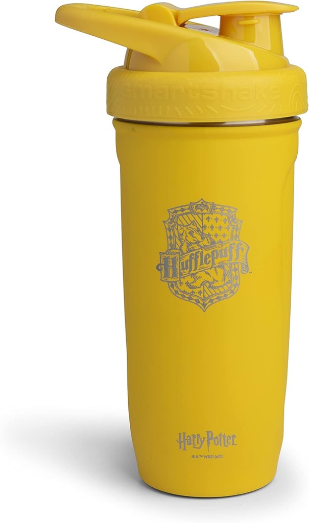 Smartshake Reforce Stainless Steel Harry Potter Hufflepuffs Shaker Bottle (900 ML /30oz) | Light Weight Resistance Sports Shaker Bottle med en mjuk lock | Läcktät, BPA Free & DEHP Free
