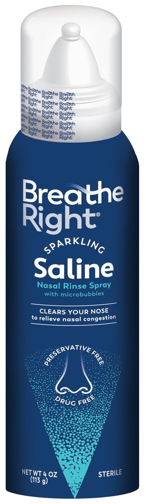 Breathe Right Sparkling Saline Nasal Rinse Spray - Effervescent, Drug-Free Relief från Stuffy Nose På grund av kall eller allergi - En glittrande känsla bara Bubbles kan ta - 1 Can, 4.0 oz