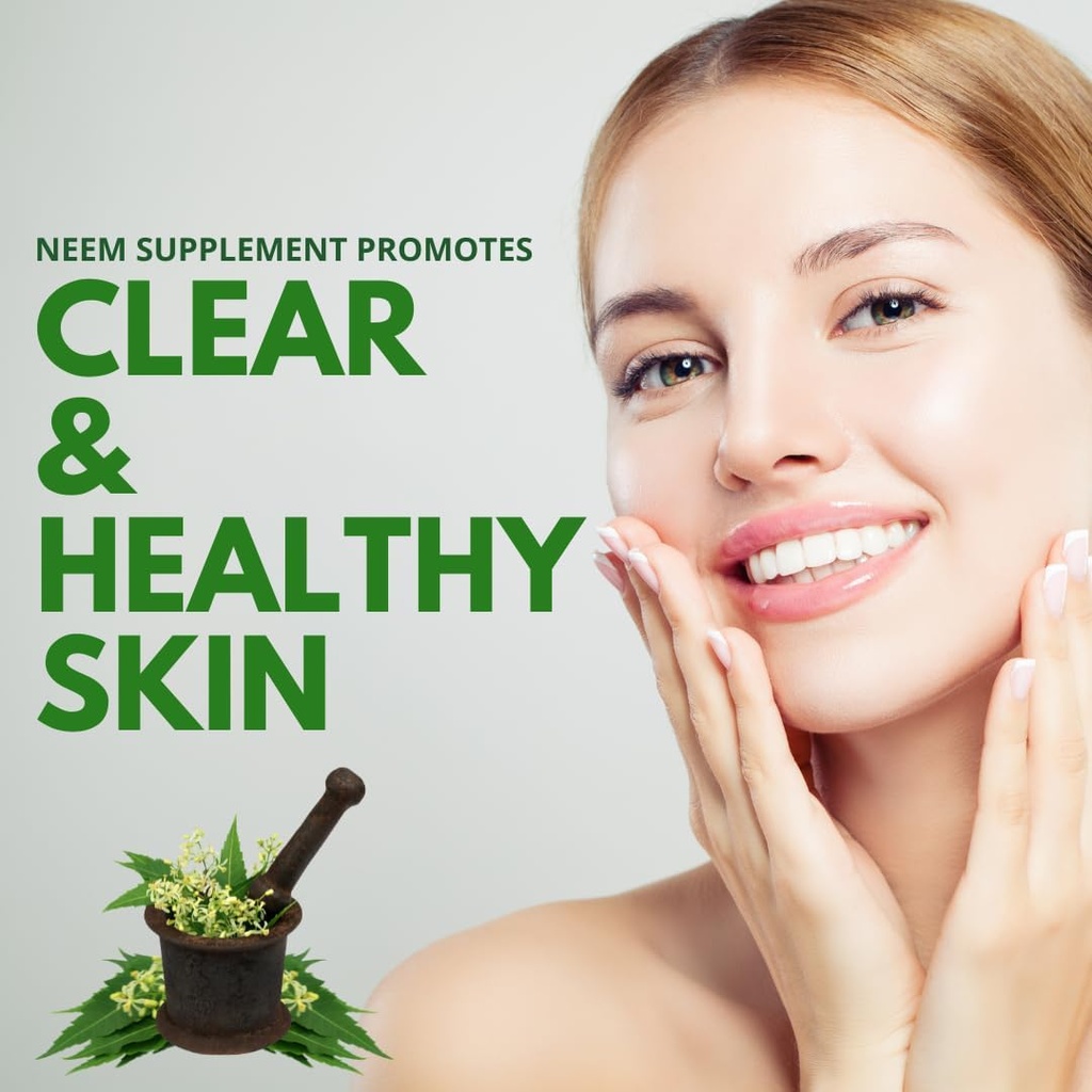 Neem Capsule (Azadirachta Indica) | Utmärkt 5000 mg | Natural Skin Support | Blodrenare | Organisk Neem Leaf Extract Herbal Supplement | 60 Veg Capsules | Made in USA