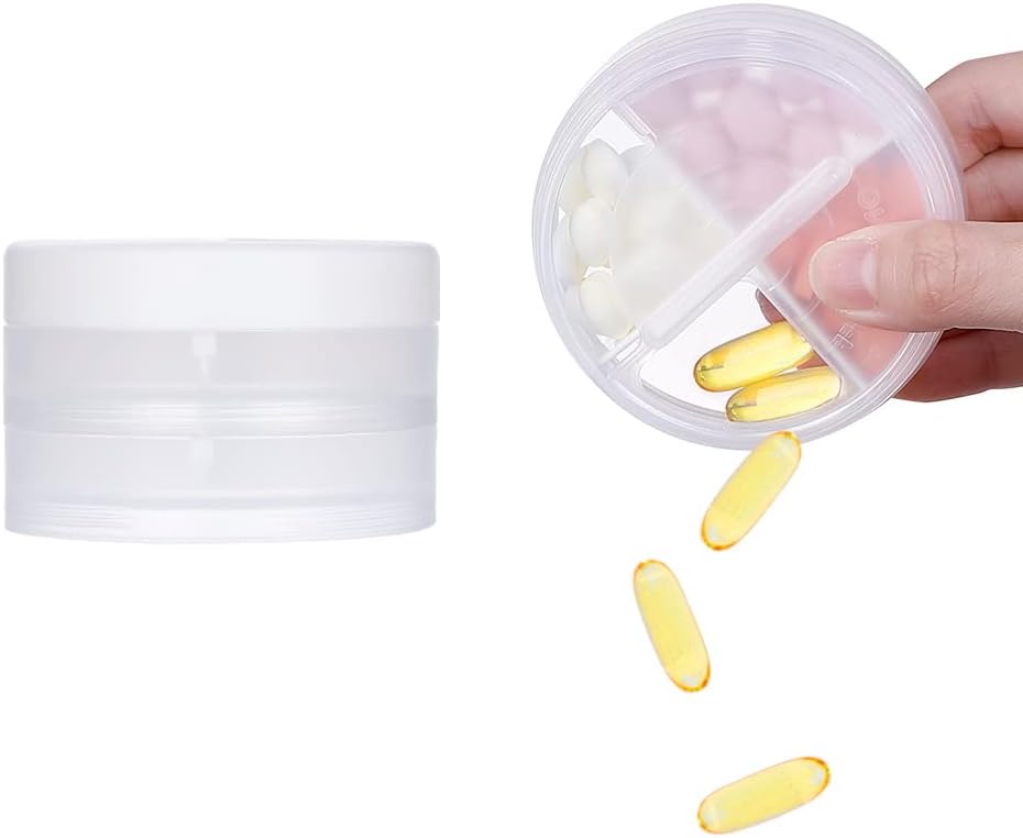 Layers Pill Case, KIGI Daily Pill Organizer med 8 Compartments 1 Day 4 Times Portable Pill Box Vitamin Organizer för resor (Clear 3.1-2Inch)