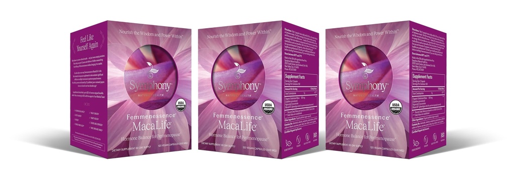 Femmenessence® MacaLife® - Kliniskt bevisat perimenopausalt tillskott för naturlig hormonbalans, symtomlättnad, hjärt- och humörsupport, utan tillsatta hormoner (360 kapslar, 180 dagars leverans)