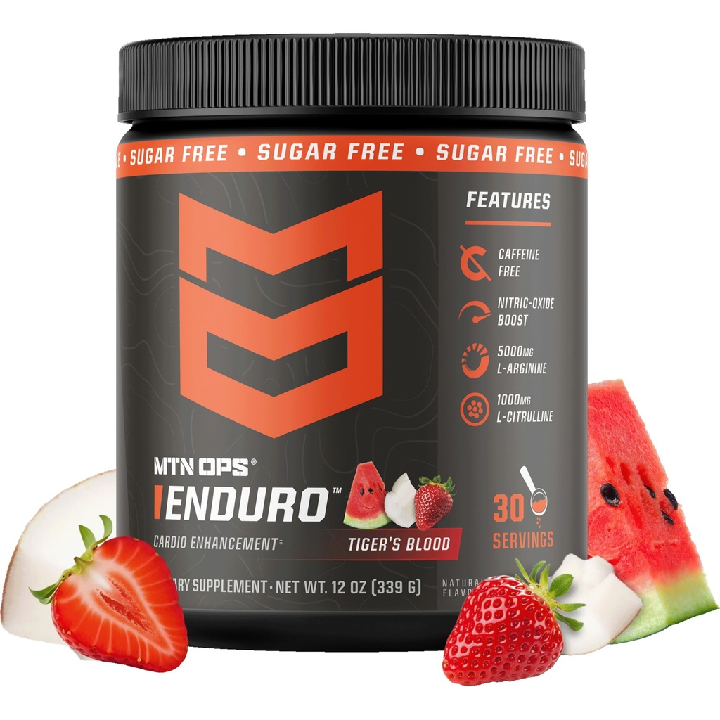 MTN OPS Enduro Nitric Oxide Supplement & Stim-Free Pre Workout - 30 portioner - med Magnesium Citrate, Beet Root Powder, Niacinamide, L Arginine & L Citrulline - Tigers Blood Flavor