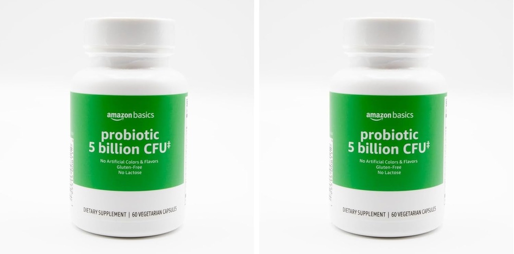 Grundläggande Probiotiska 5 miljarder CFU, 8 Probiotiska stammar med 60 mg Prebiotic Blend, 60 grevegetariska kapslar, 2 månaders leverans, stöder hälsosam matsmältning (tidigt Solimo) (Pack of 2)