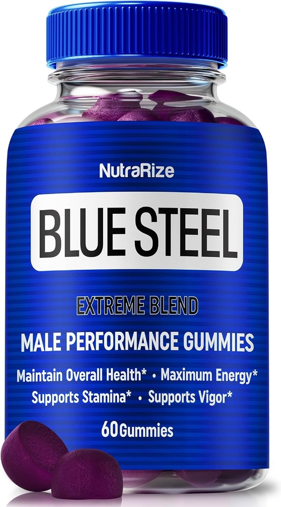 Blue Steel Gummies för män, daglig näring för att öka förtroende och övergripande hälsa, allt naturligt tillskott för att stödja Peak Performance, Officiell Male Gummy, BlueSteel Reviews (60 Gummies)