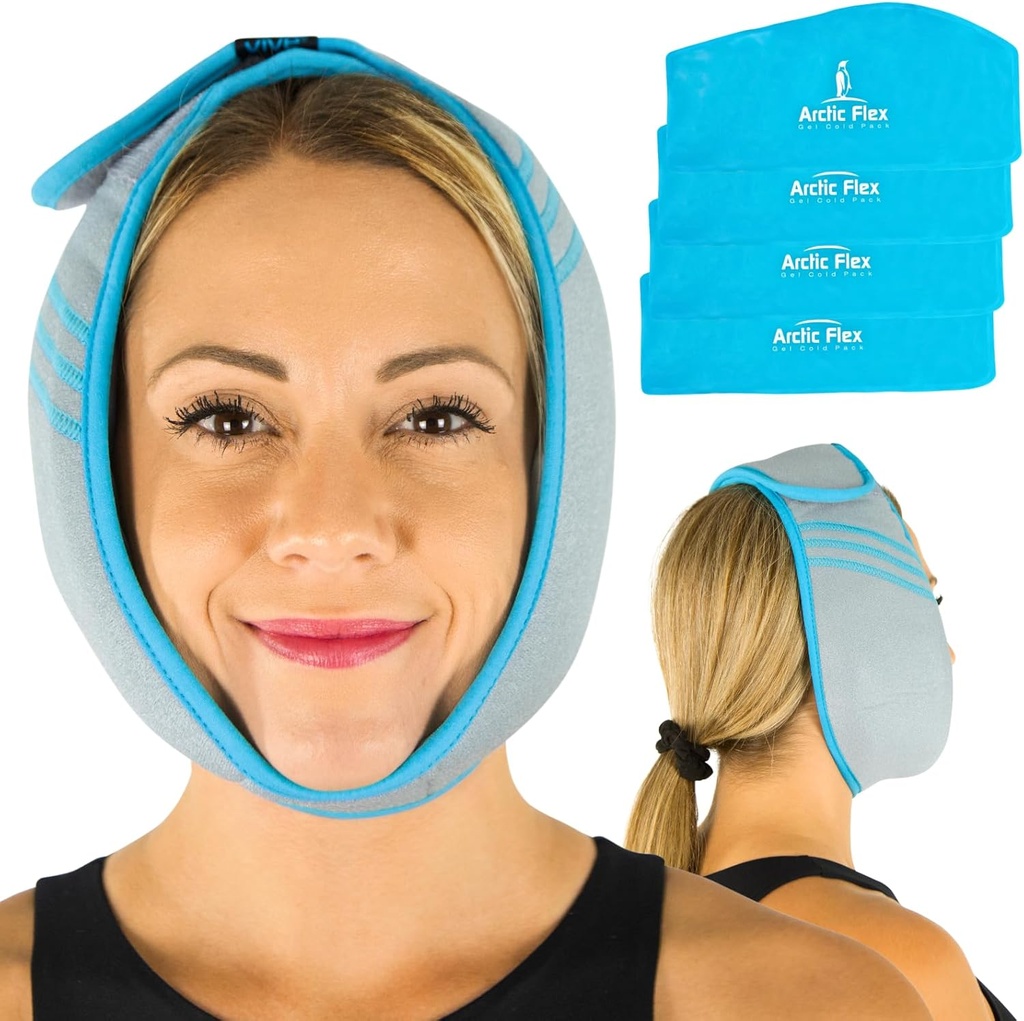 Vive Face Ice Pack Wrap för TMJ Pain Relief och Headaches - Face Ice Pack för Jaw Surgery Recovery, Oral Surgery & Wisdom Teeth-utvinningar - Värmepad för huvud & Chin - Hot & Cold Therapy