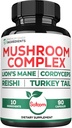 Satoomi 10in1 Lions Mane Supplement Complex - Blended med Cordyceps Sinensis, Reishi Mushroom, Turkiet Tail Mushroom & Others - 90 greve för 3 månader