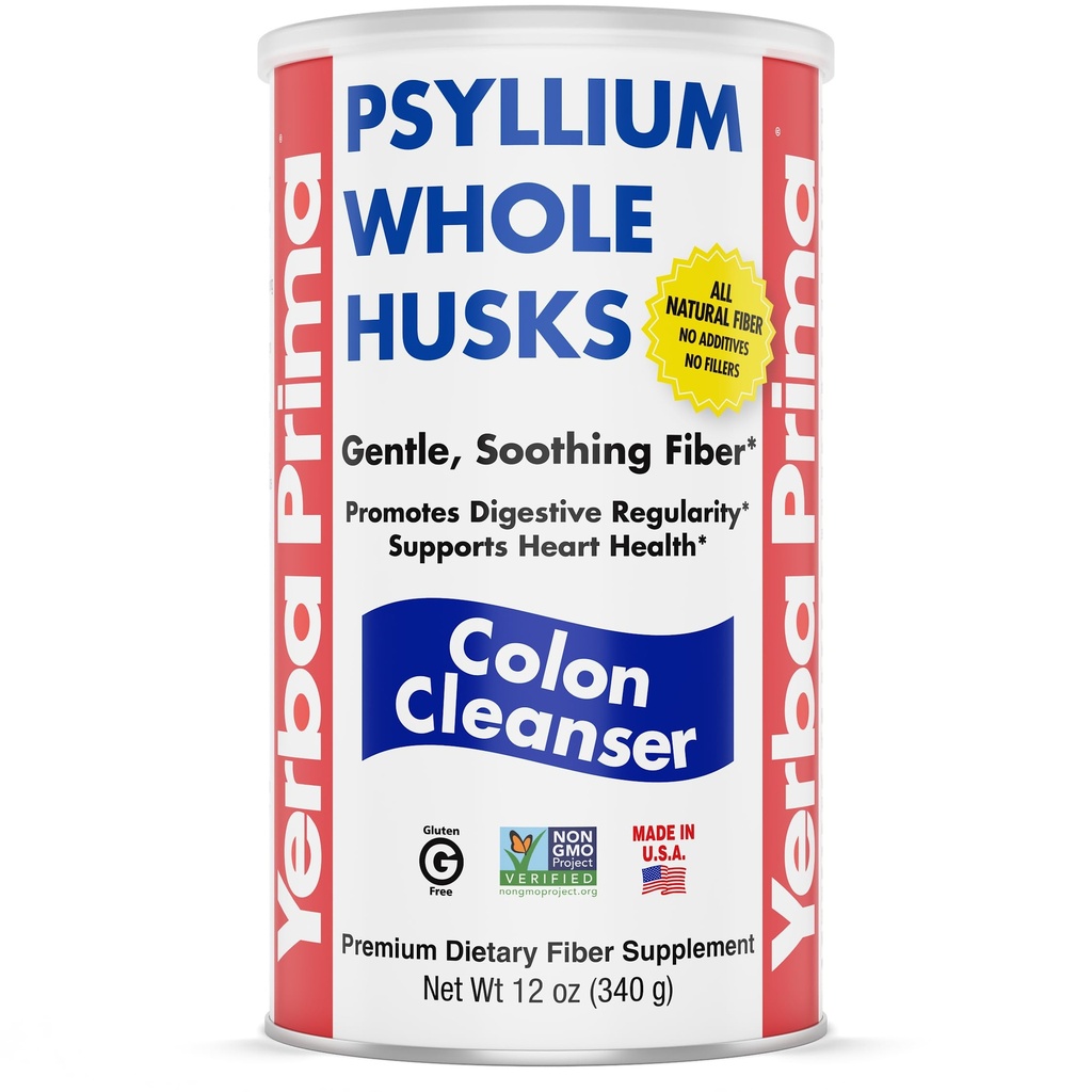 Yerba Prima Psyllium Husk, 12 Ounce - Whole Husk Fiber Supplement, Vegan, No Sugar eller Artificial Sweeteners, Non GMO, Gluten Free