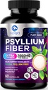 Psyllium Husk Fiber Supplement 1500mg - Vegan Prebiotic, Soluble Fiber för daglig Digestive Health & Regularity Support, Natural Psyllium Powder Caps, Sugar-Free, Non-GMO & Gluten-Free - 60 kapslar