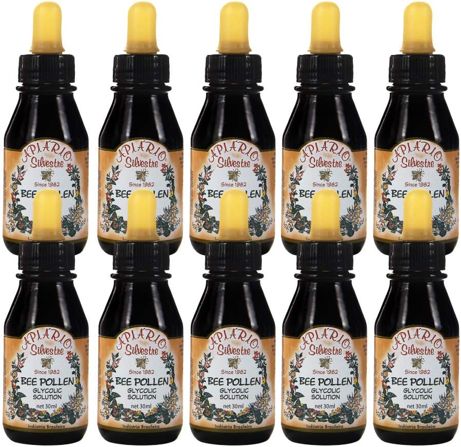 10 flaskor av Apiario Silvestre brasilianska Bee Pollen Liquid Glycolic Extract -Non Alkohol, Wax Free