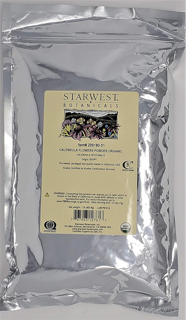 Starwest Botanicals Organic Calendula Flowers Powder, 1 pund