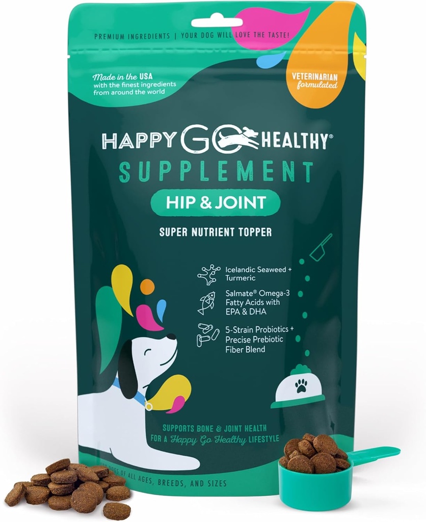 Hip & Joint Supplements for Dogs | Hjälper Joint Health & Mobility Support för återhämtning och Senior Dogs | Naturliga ingredienser, Tasty Kibble Dog Food Topper | 60-Count Pack