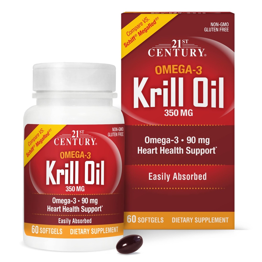 21st Century Krill Oil 300 mg Softgels, 60 greve