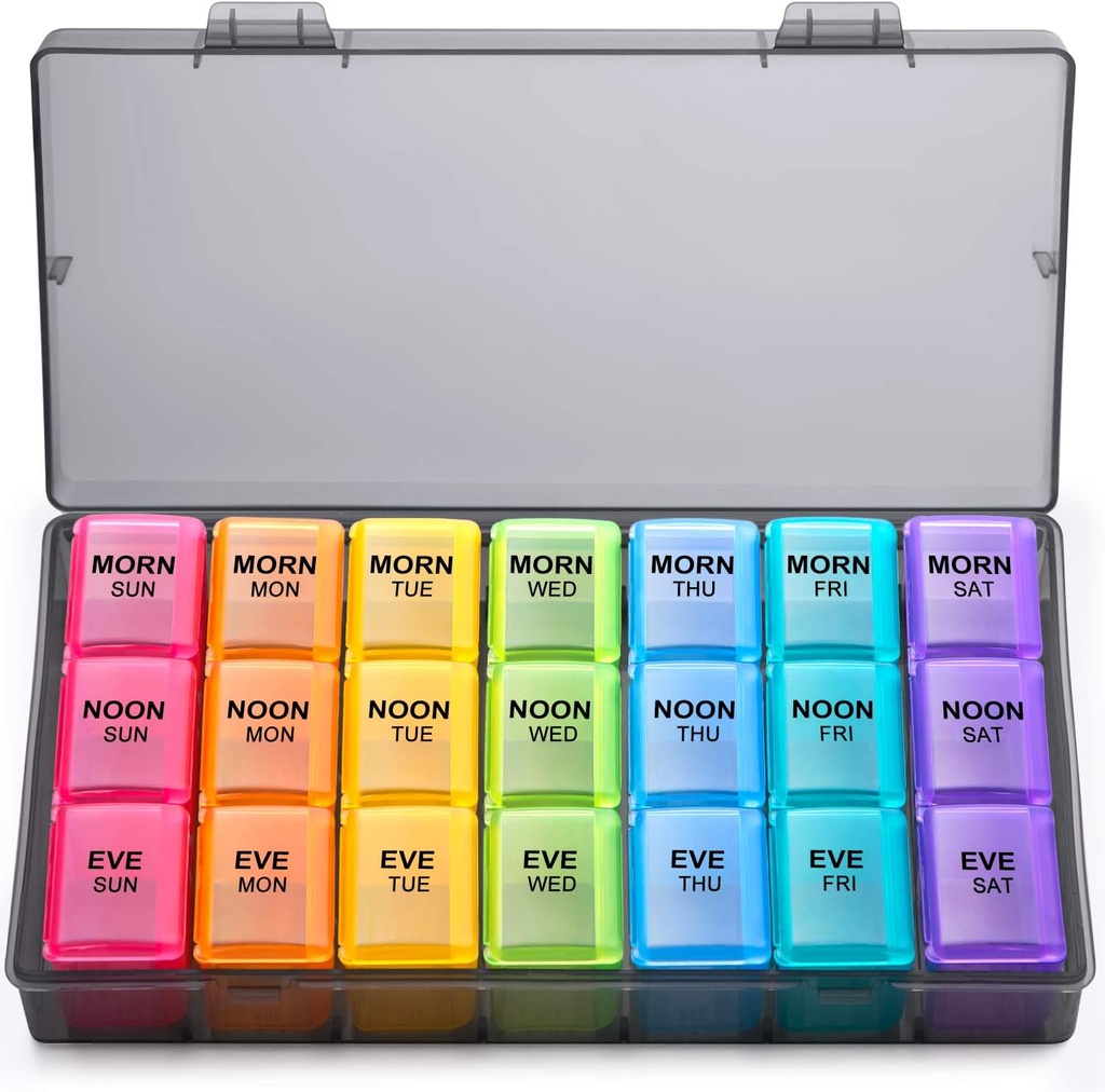 Weekly Pill Organizer 3 Times A Day, Large Gelibo Daily Pill Cases Box för vitamin / fiskolja / piller / tillägg-arthritis Friendly