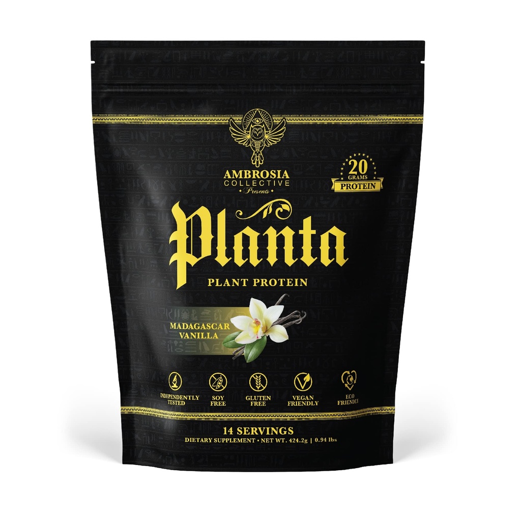 Ambrosia Planta - Premium Plant-Based Protein | Vegan & Keto Friendly | Gourmet smaker utan uppblåsthet eller mage upprörd | Gluten & Soy Free | No Added Sugar | 14 portioner | (Vanilla)