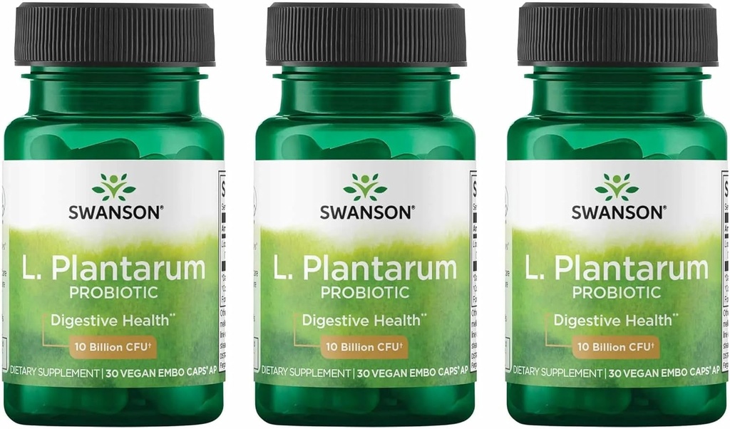 Swanson L. Plantarum - Digestive Supplement Promoting Gastrointestinal Balance & Bowel Regularity - Naturlig formel för att hjälpa till att minska uppblåsthet - (30 Veggie Capsules) 3 Pack