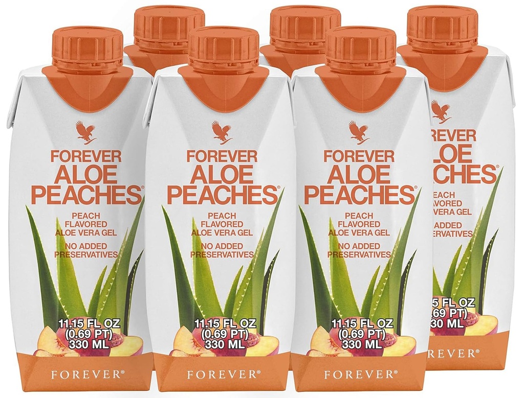 Forever Living - Forever Aloe Peaches - Stöder Digestion, Immune System, Energinivåer Inga konserveringsmedel, Vegan, Glutenfri - 6 Packs