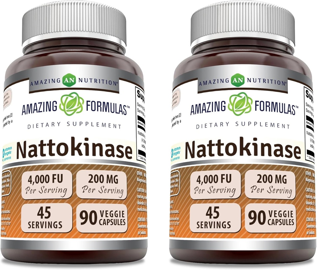 Fantastiska formler Nattokinase Kosttillskott 100 mg Veggie kapslar Tillägg | 2000 FU Enzymaktivitet | Icke-GMO | Glutenfri | Tillverkad i USA (90 greve | 2 Pack)