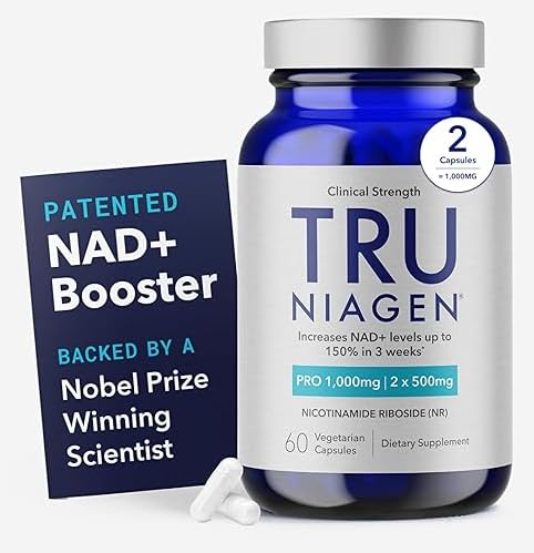 TRU NIAGEN PRO NAD+ Supplement for Anti Aging and Cell Regeneration, 2 x 500mg Patented Niagen, 30 portioner | Stöder Cellular Energy | Nicotinamide Riboside (NR) Dagliga tillskott för män och kvinnor