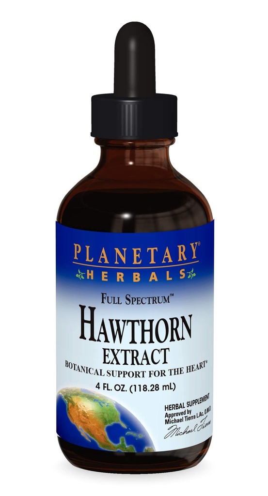 Planetära växtbaserade Full Spectrum Hawthorn Liquid Extract Supplement, 4 Fluid Ounce