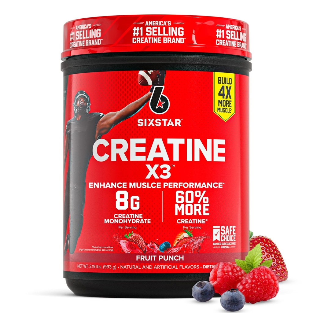 Six Star Creatine Monohydrate Powder, X3 (Fruit Punch) - 30 Servings
