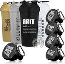 GOMOYO Fitness Bundle - 4-Pack Shaker Bottles med Agitator + 5-Pack Protein Funnels med Carabiner, BPA-Free & Dishwasher Safe