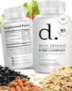 B Komplex vitaminer för män och kvinnor B-100 Komplex med vitamin B-6, vitamin B-12, tiamin och mer - Växtbaserade energitillskott för immun & kognitivt stöd - 60 tabletter