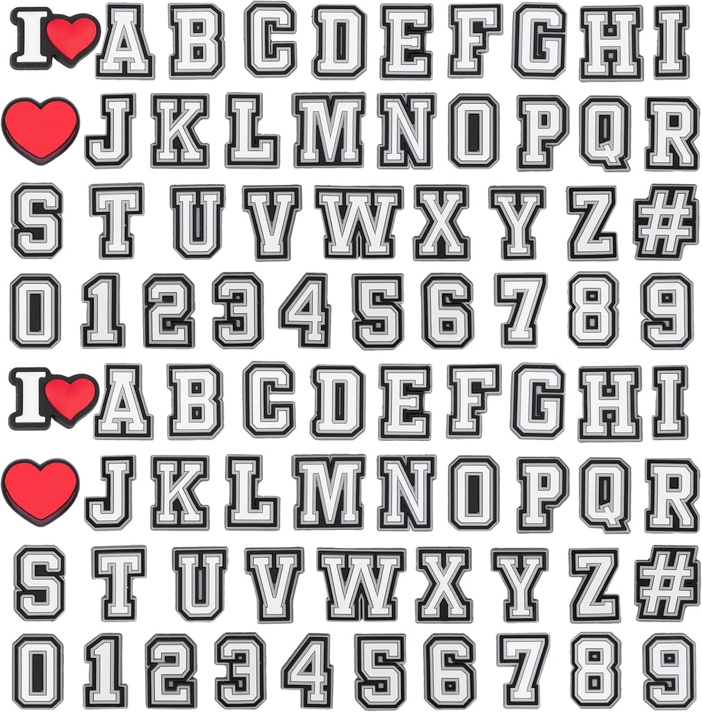 74+4 Pcs Letters Numbers Shoe Charms, Double A-Z Letters & 0-9# Numbers Charms for Clogs Wristbands Bracelets, för Män Kvinnor Vuxna Barn Pojkar Flickor