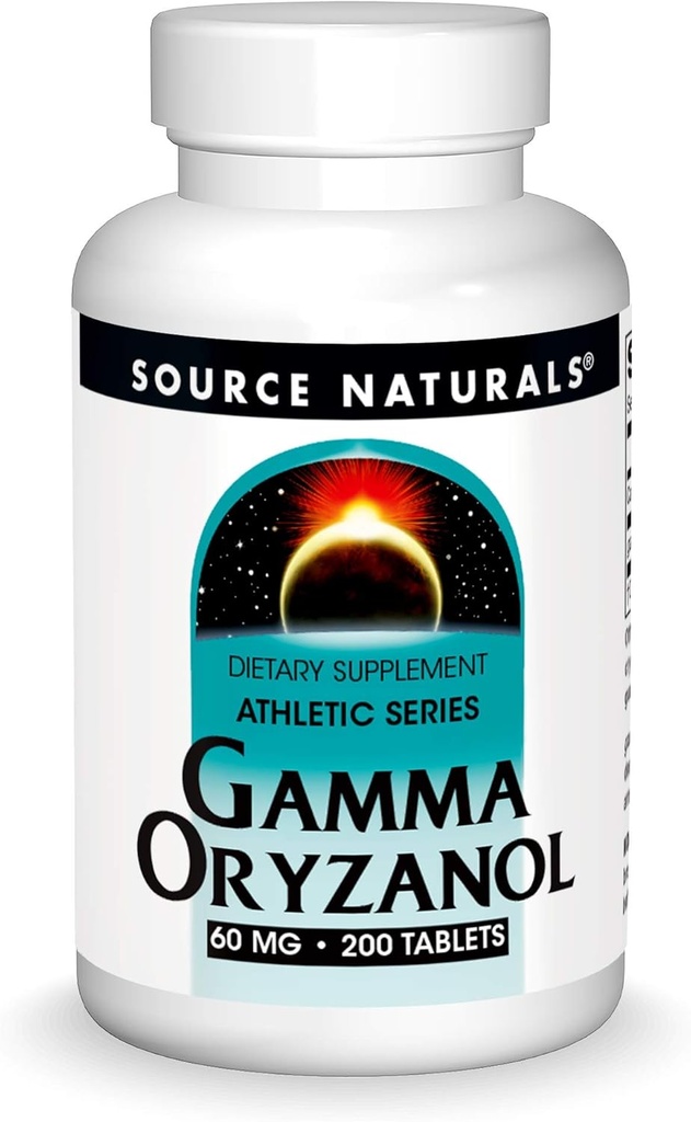 Källa Naturals Gamma Oryzanol, Athletic Series Dietary Supplement lämplig för vegetarianer, 60 MG - 200 tabletter