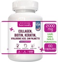 Collagen Biotin Keratin Hyaluronic Acid Complex Supplement med vitamin E, Folic Acid, Pumpkin Seed och MSM, 60 kapslar, 1000 mg