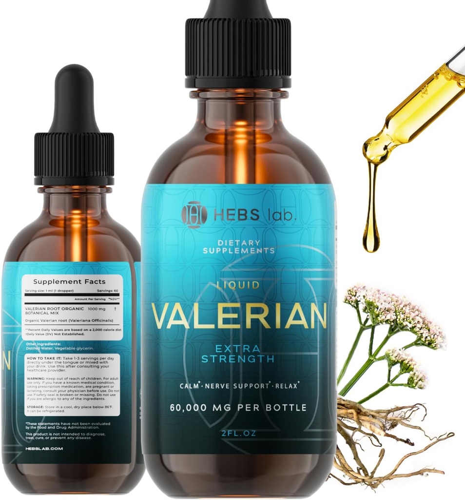 Valerian Root Extract - Sl strip Tincture - Tillverkad i USA Herb Sle ́p Supplement - Valerian Root Drops 2 Fl Oz