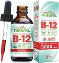 Varför inte naturligt organiskt vitamin B12 flytande - sublingual extra styrka 60 x 5000 mcg Methylcobalamin Drops, Vegan, Maximera Absorption och energi