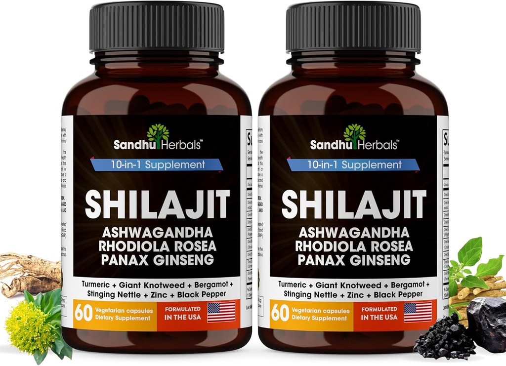 Shilajit Pure Himalayan för Män & Kvinnor | 120 kapslar med Ashwagandha | Hög styrka och energiförsörjning | Bättre absorption än Gummies | För extra kraft och uthållighet | Kombo med Sea Moss