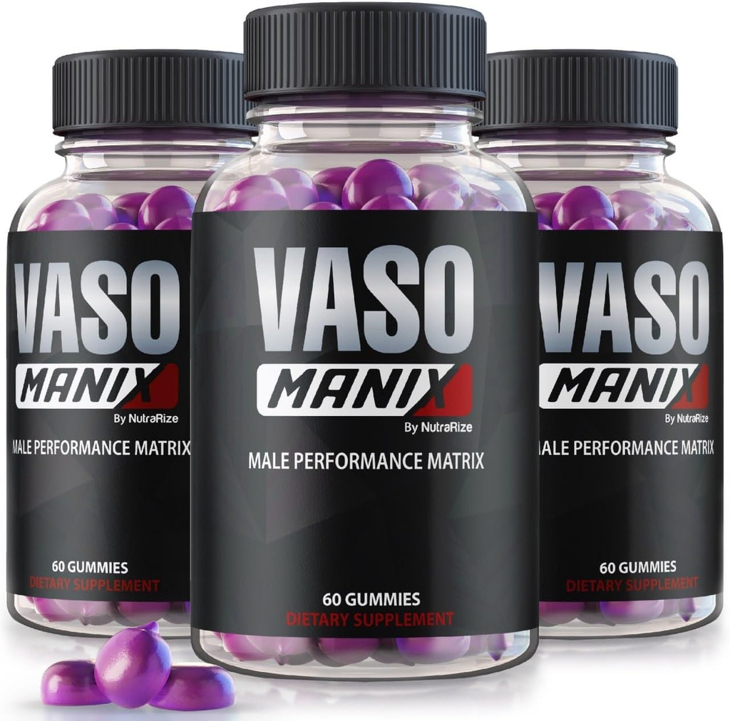 (3 Pack) VasoManix Gummies, Vaso Manix Classic Male Supplement, All Natural Formel för Män, Premium Gummy för att stödja prestanda, förtroende och övergripande hälsa, officiella recensioner (180 Gummies)