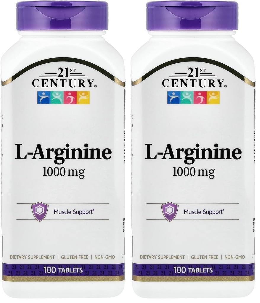 21st Century L-Arginine 1000mg, Maximal Styrka 100 ea (Pack of 2)