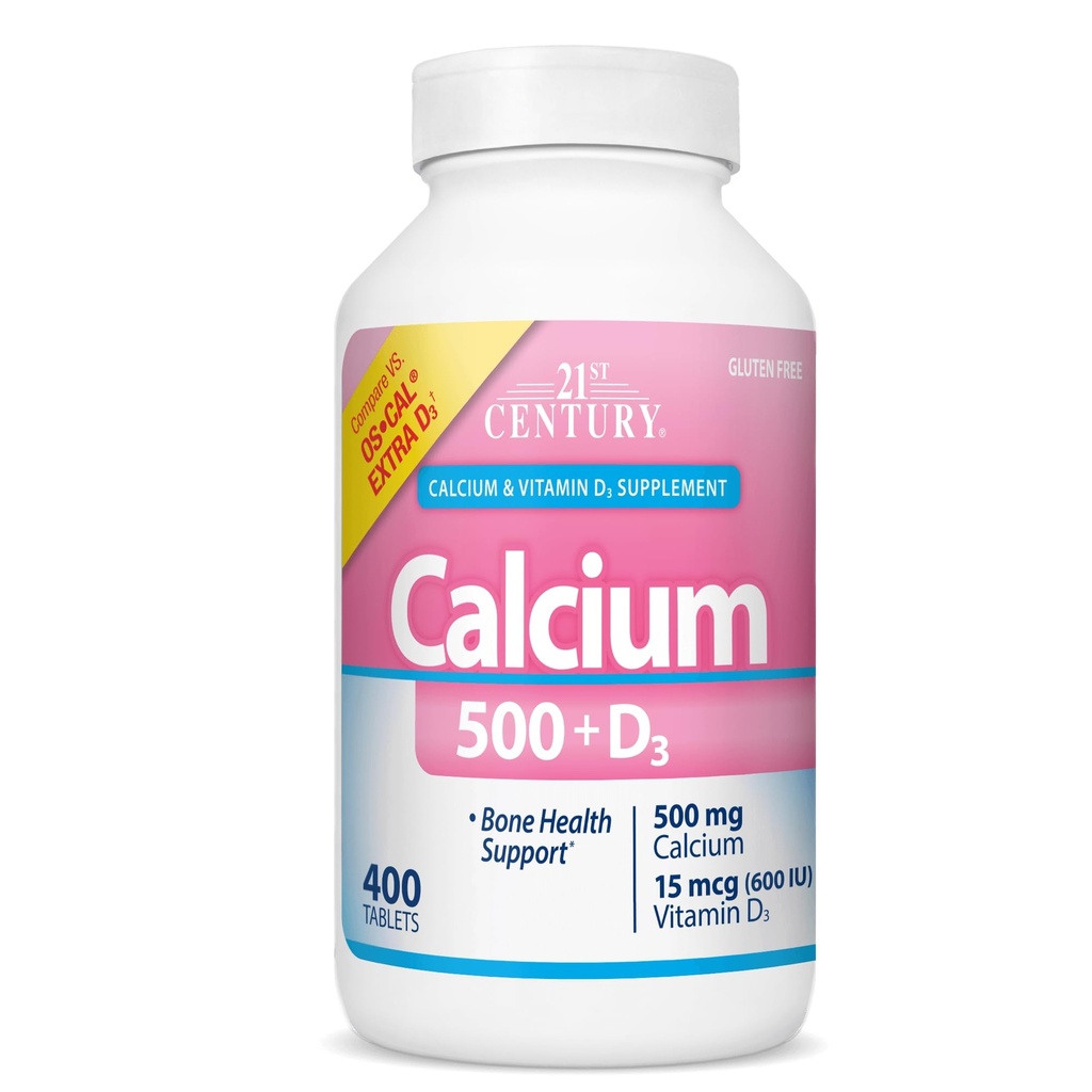 21st Century Vitamins Calcium 500 Plus Extra D Caplets, 400 greve