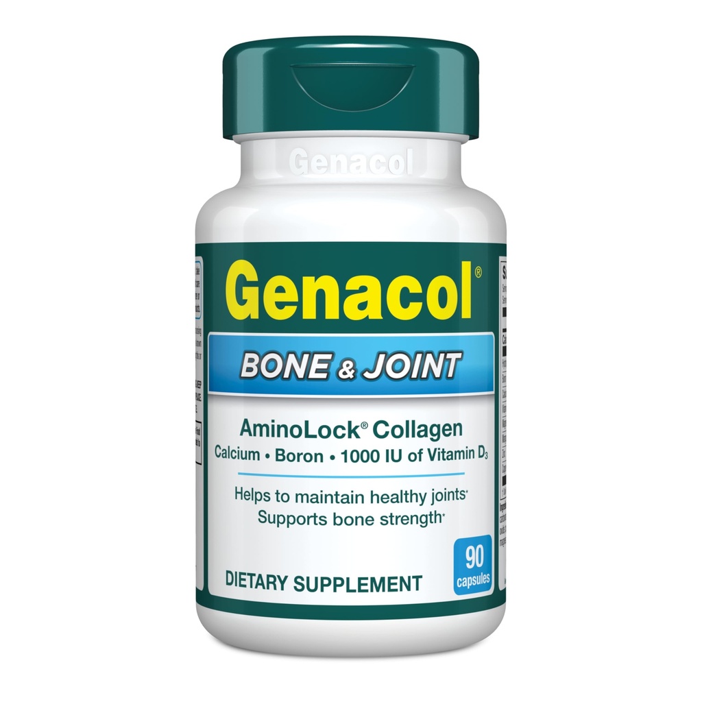 Genacol Bone & Joint - Calcium, vitamin D3, Boron & Ultra-Hydrolyzed Collagen, Health Supplement, stöder benstyrka, 90 kapslar (30-dagars leverans)