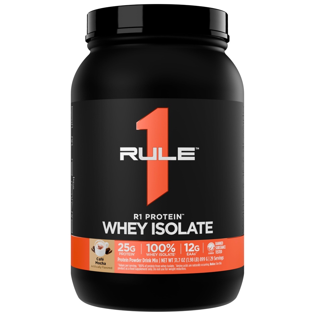 Regel 1 R1 Protein Whey Isolate - med 25g Protein & 6g BCAA exklusivt från isolerade och hydrolyserade källor för träningsåterhämtning (2 pund *, Café Mocha)