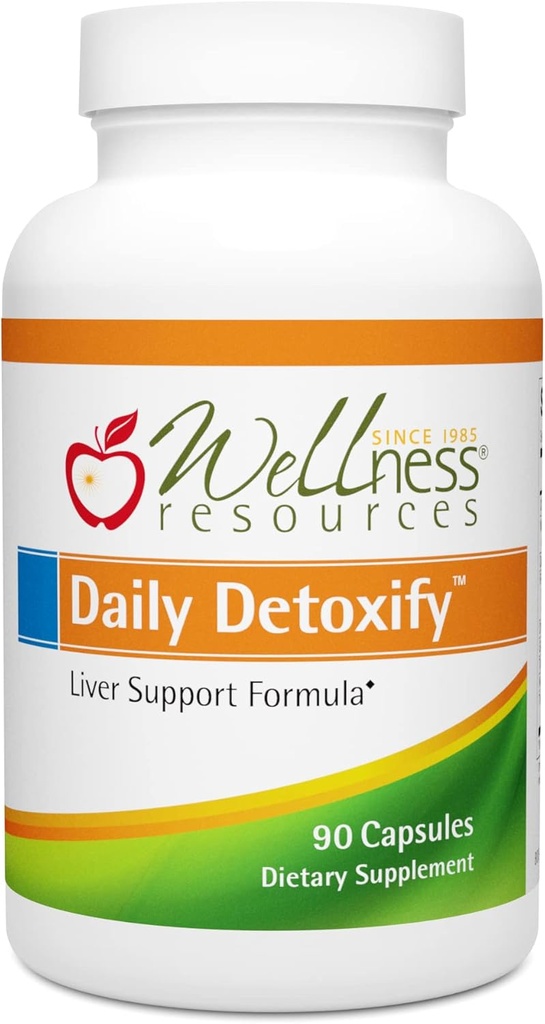 Wellness Resources Daily Detoxify med Silymarin, Dandelion, RA Lipoic Acid, NAC, Chlorella och mer för Liver Support och omfattande avgiftning (90 kapslar)