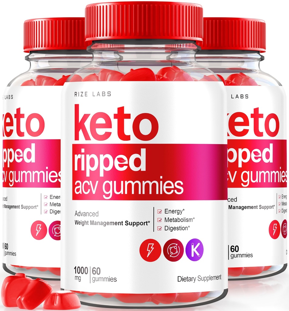 rize labs (Pack of 3 Keto Ripped ACV Gummies, Officiell Keto ACV Gummies Avancerad viktminskning stöd, All Natural Apple Cider Vinegar, Premium Keto Plus ACV Gomitas recensioner (180 Gummies)