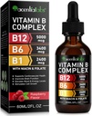 Vitamin B12 Liquid Drops - Organic Vitamin B12 Sublingual Drops - Organic Vitamin B-Complex B5 Pantothenic Acid - Vegan B12 Sublingual 5000 mcg med Vitamin B6, Liquid B12 Methylcobalamin stöder