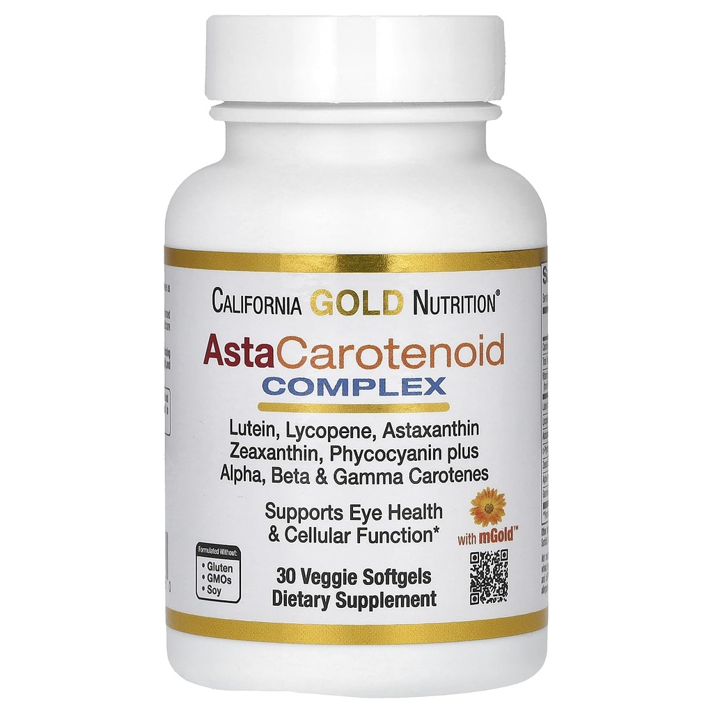 Kalifornien Gold Nutrition Astaxanthin Carotenoid Complex, Lutein, Lycopene, Astaxanthin, 30 Veggie Softgels