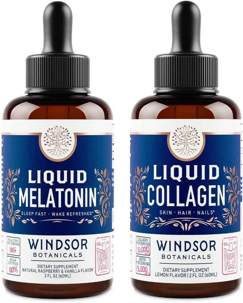 WINDSOR BOTANICALS Melatonin och Collagen Liquid Rest and Recuperation Skin Bundle