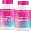 Rosa Stork Myo-Inositol & D-Chiro Inositol Supplement - Hormonal Balance för kvinnor - Ovarian Support - 40:1 Ratio - Fertilitetstillskott för kvinnor - 180 kapslar, 2 månaders leverans