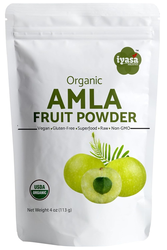 Organic Amla Fruit Powder, Amalaki Berry Powder, Trial Pack på 4 ounce / 112 gm, USDA Organic, Raw Superfood för hud och hår, Återförsäljbar påse 4 oz