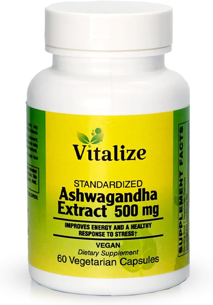 Vitalize - Ashwagandha Extract | Förbättrar energi | Superb Cortisol Manager | Vegan | Kosttillskott | 60 Ashwagandha kapslar | Ashwagandha 500mg | Non-GMO | Gluten Free