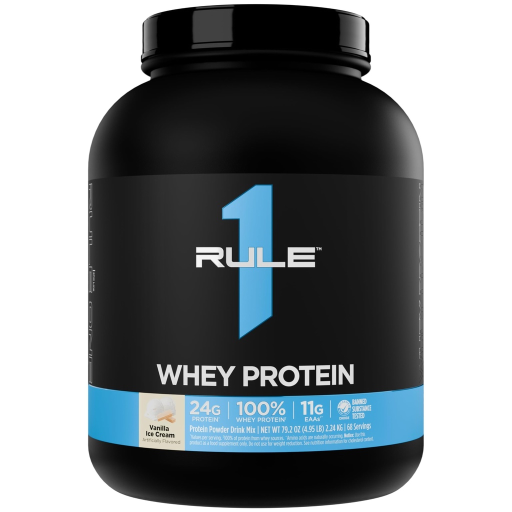 Regel 1 Whey Protein - 24g Fast-Acting Protein från All-Whey Källor med Naturligt Occurring EAAs & BCAAs för Workout Recovery eller Anytime Use (5 pounds *, Vanilla Ice Cream)